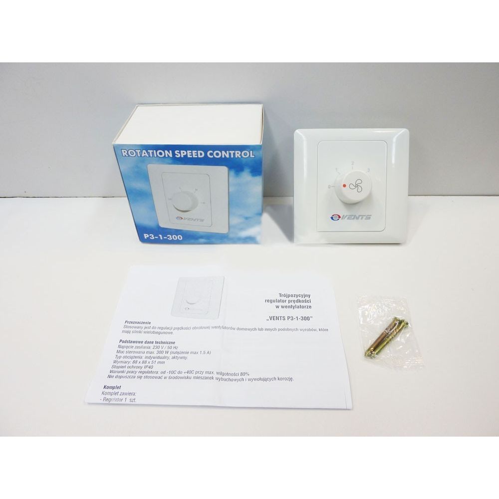 Regulator obrotów wentylatora VENTS P3-1-300 Podtynkowy SYSTEMHOME ZG ...