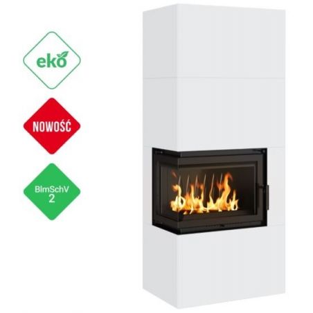 Wkład kominkowy SIMPLE 8 BS lewy z zabudową BOX stalowy - biały