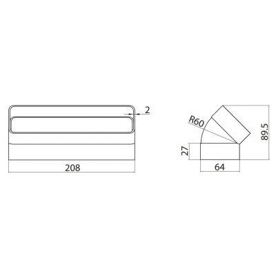 KOLANO PIONOWE 45°  PVC 204x60 