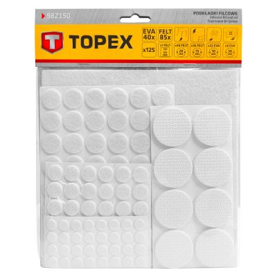 Podkładki filcowo/piankowe samoprzylepne białe TOPEX 125szt