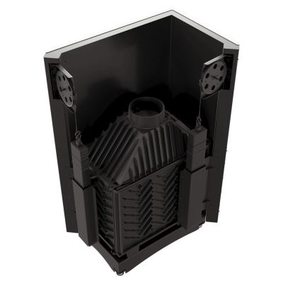 Wkład kominkowy narożny lewy żeliwny AMELIA Gilotyna 21kW | ø200mm