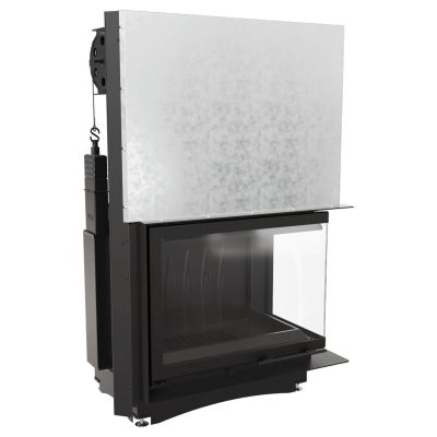 Wkład kominkowy narożny prawy żeliwny AMELIA Gilotyna 21kW | ø200mm