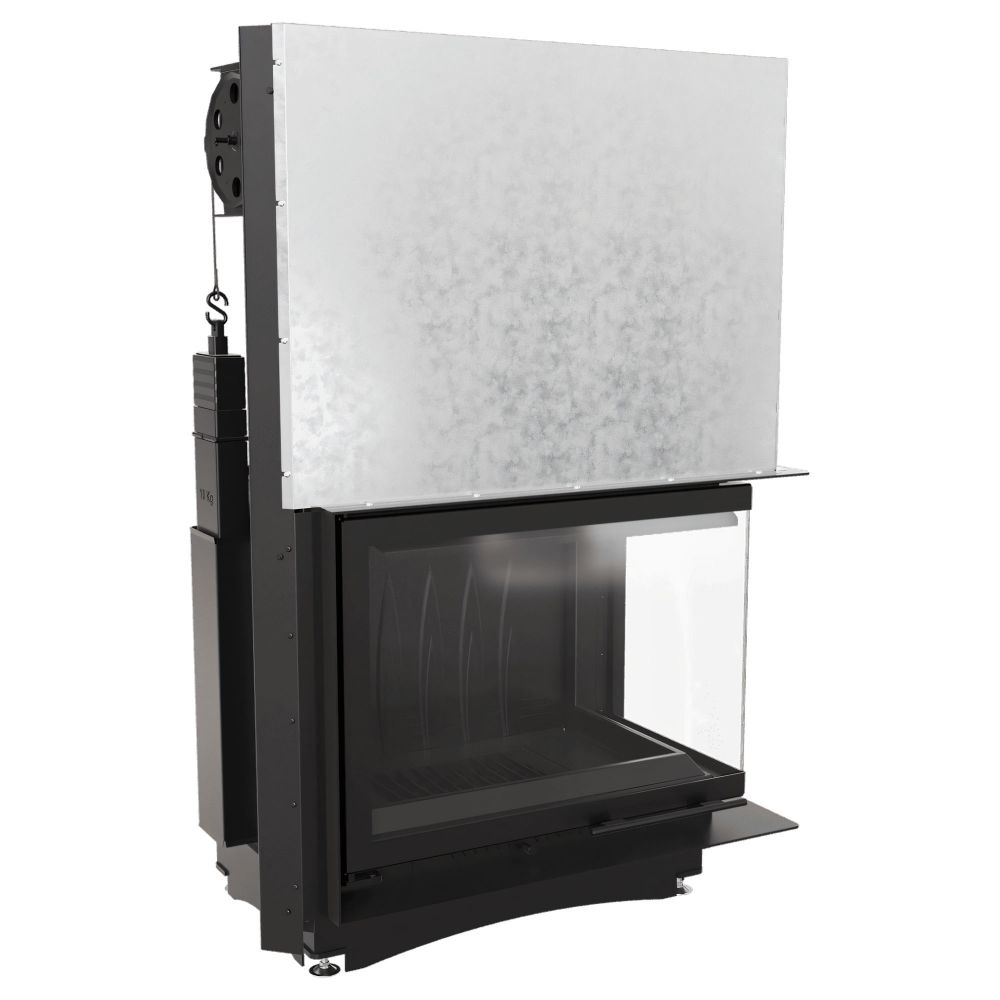 Wkład kominkowy narożny prawy żeliwny AMELIA Gilotyna 21kW | ø200mm