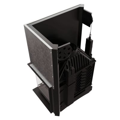 Wkład kominkowy narożny prawy żeliwny AMELIA Gilotyna 21kW | ø200mm