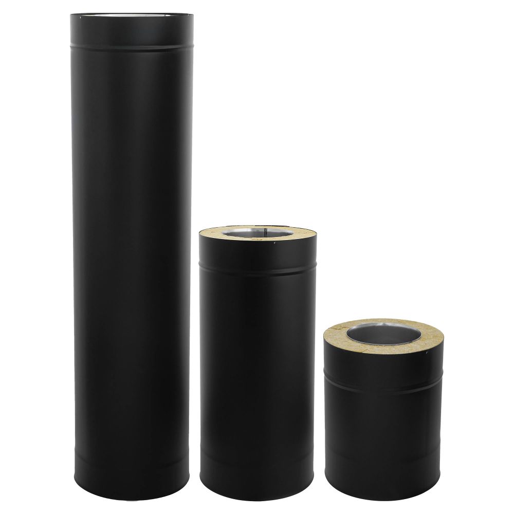 Rura prosta dwuścienna żaroodporna czarna