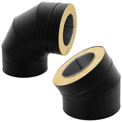 Kolano stałe dwuścienne żaroodporne czarne