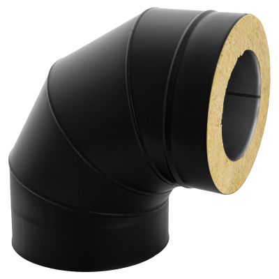 Kolano stałe dwuścienne żaroodporne czarne