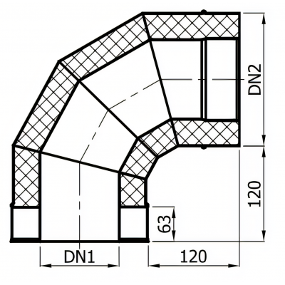 Kolano stałe dwuścienne żaroodporne czarne