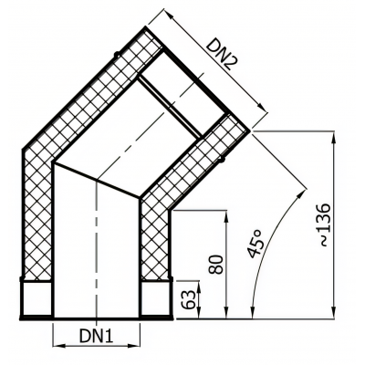 Kolano stałe dwuścienne żaroodporne czarne