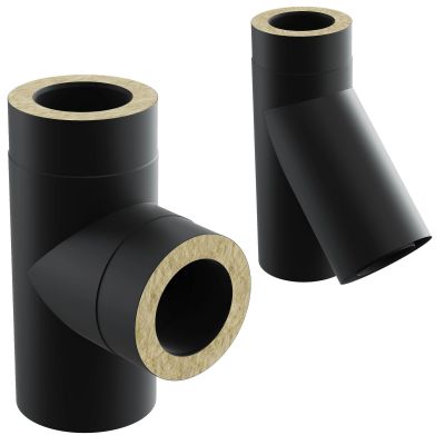 Trójnik dwuścienny żaroodporny czarny